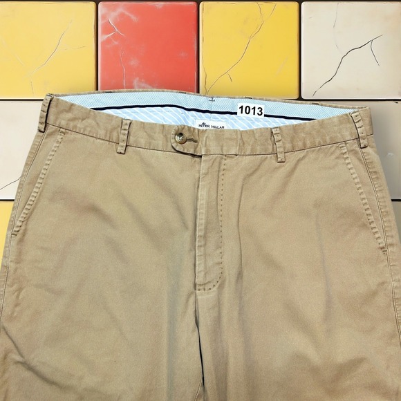 Peter Millar Golf Performance‎ Pants Y2K Men 36 X 27 Beige Khaki Cotton Trousers - Picture 4 of 13